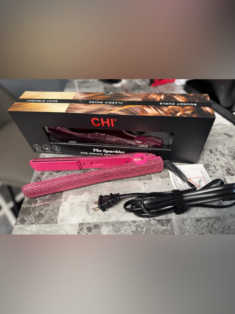 CHI The Sparkler Pink Ceramic Hairstyling Iron Crystals
